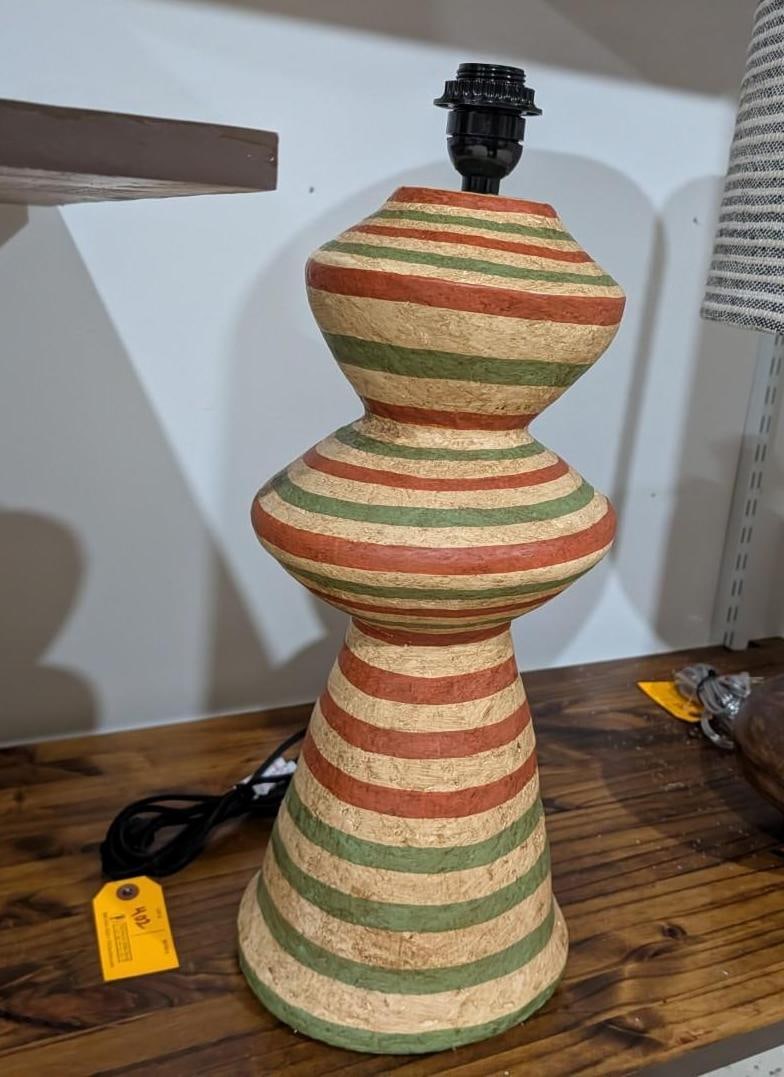 Painted Paper Mache Table Lamp - 2