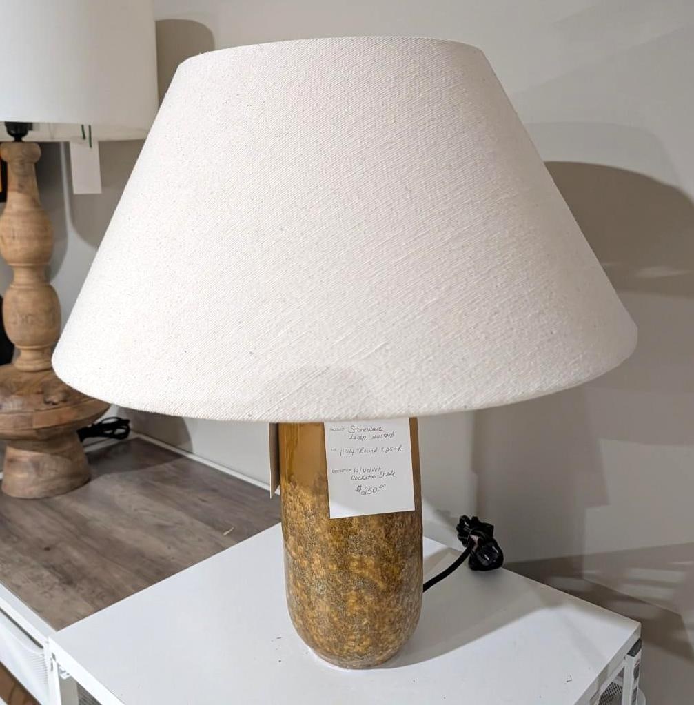 Glazed Stoneware Table Lamp w/ Shade - 3