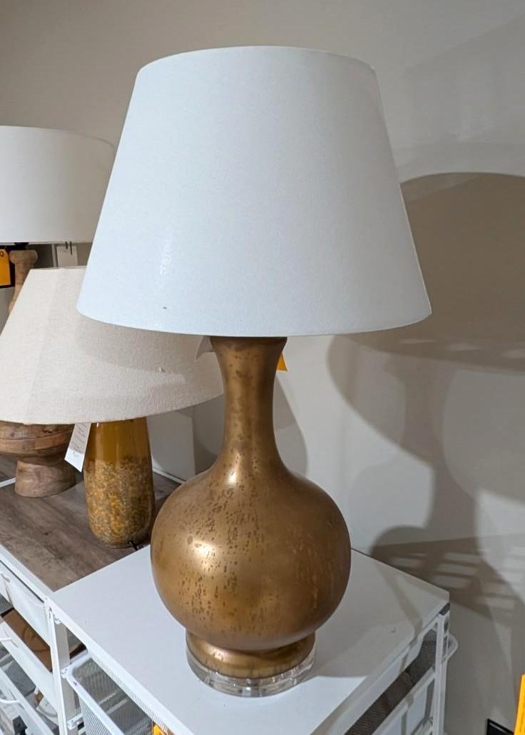 Gilt Glass Table Lamp w/ Shade - 3
