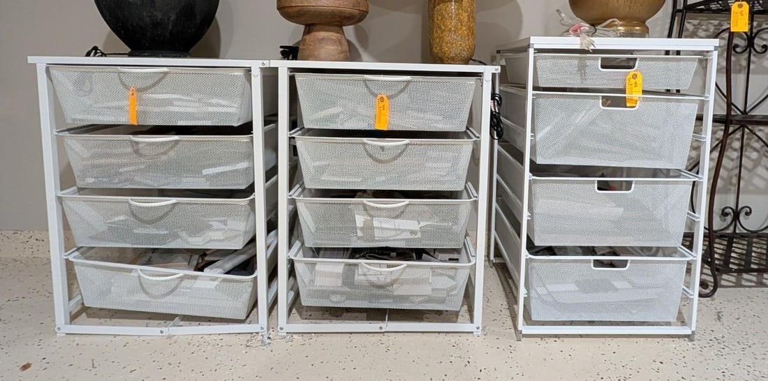(3) Four Tray Expanded Metal Storage Units w/ Asst. Samples (1 of 3)