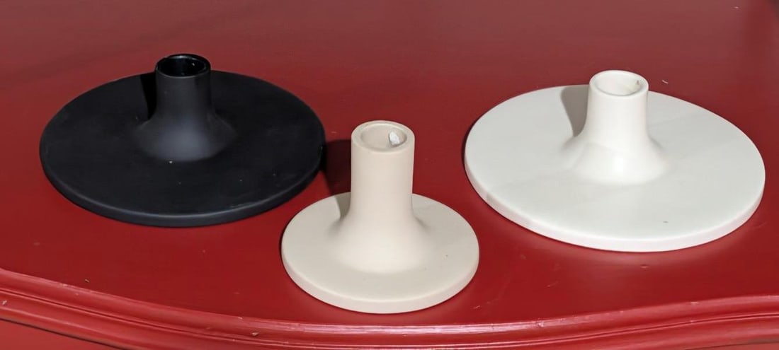 (3) "FS" Pottery Candlesticks (1 of 3)