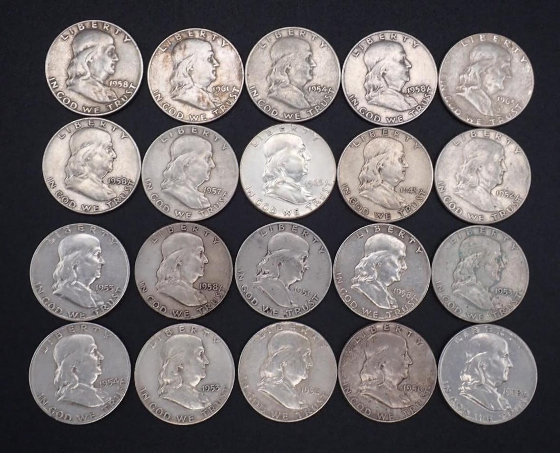 (20) U.S. Franklin Half Dollars (1 of 2)