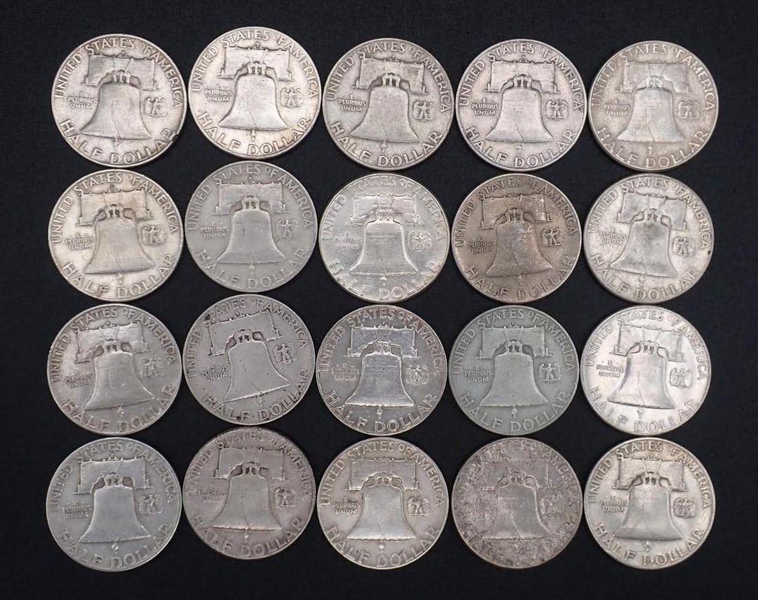 (20) U.S. Franklin Half Dollars - 2