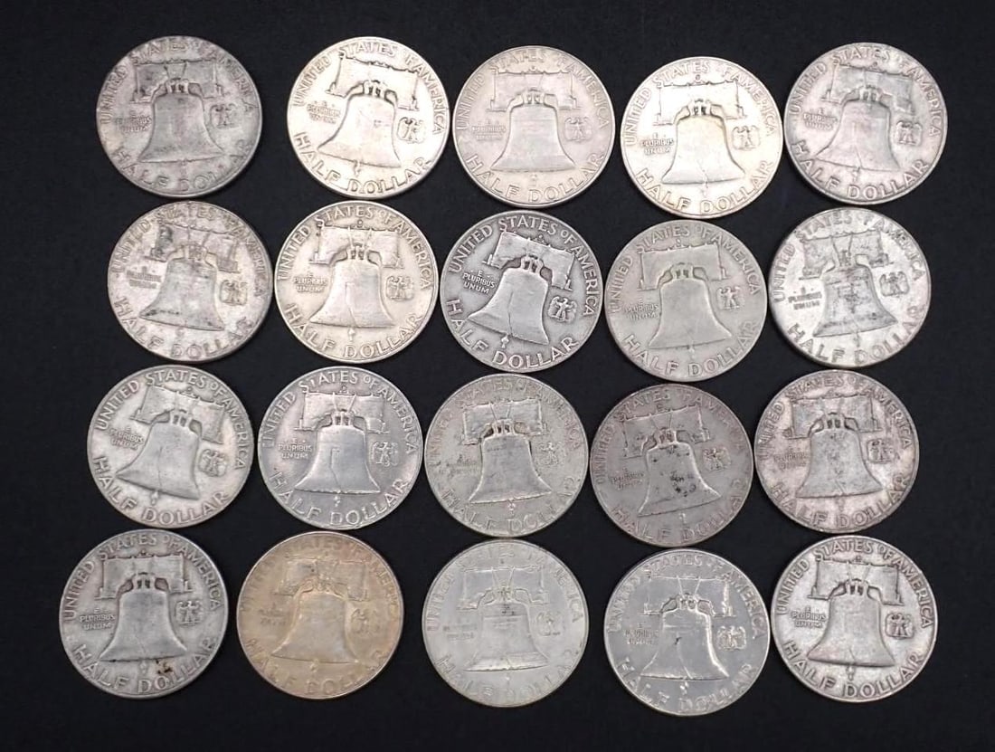 (20) U.S. Franklin Half Dollars - 2
