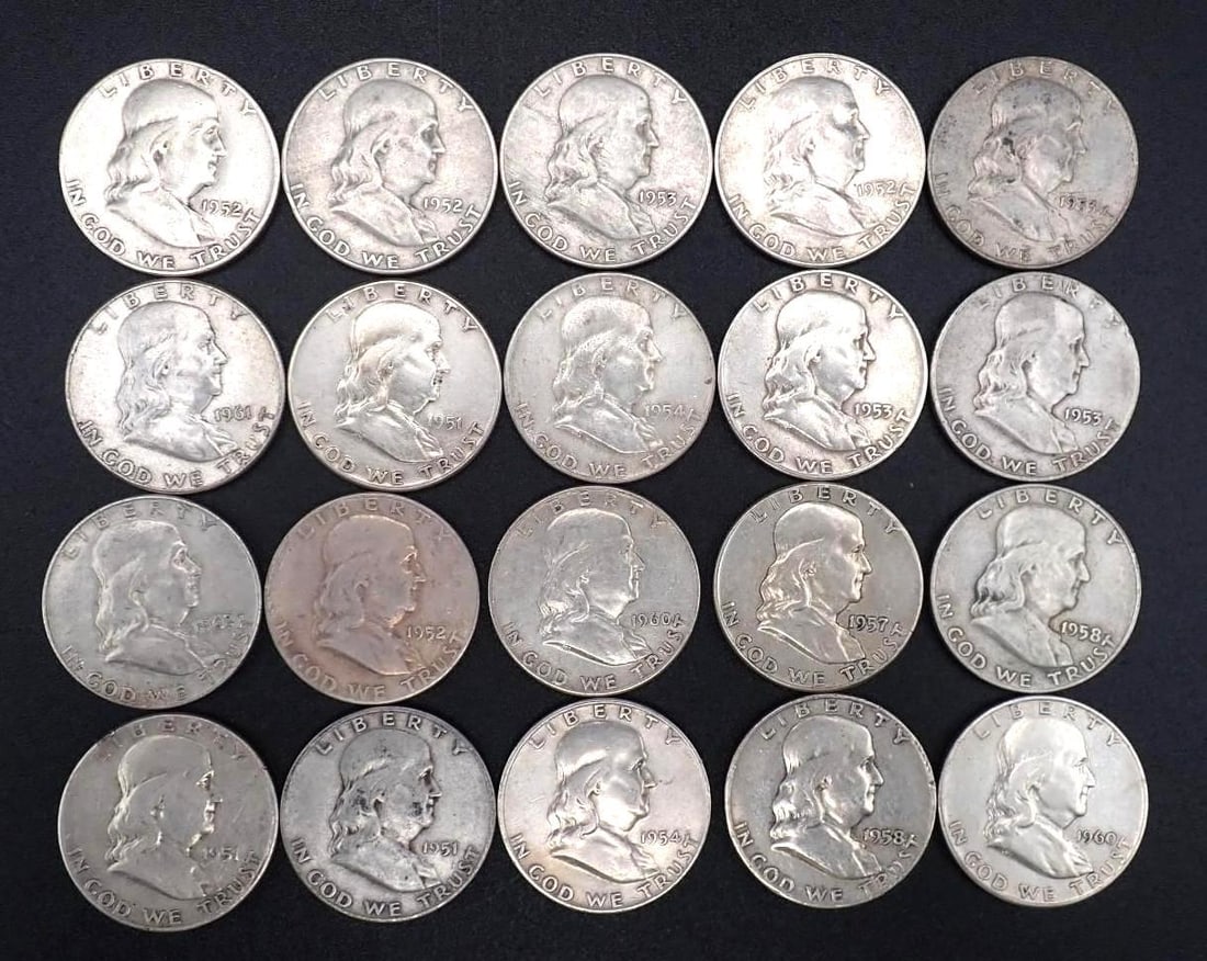 (20) U.S. Franklin Half Dollars: (20) U.S. Franklin Half Dollars -