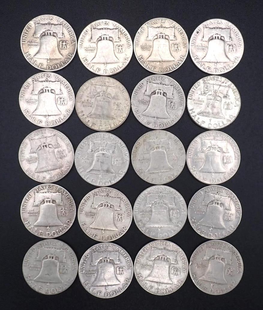 (20) U.S. Franklin Half Dollars - 2