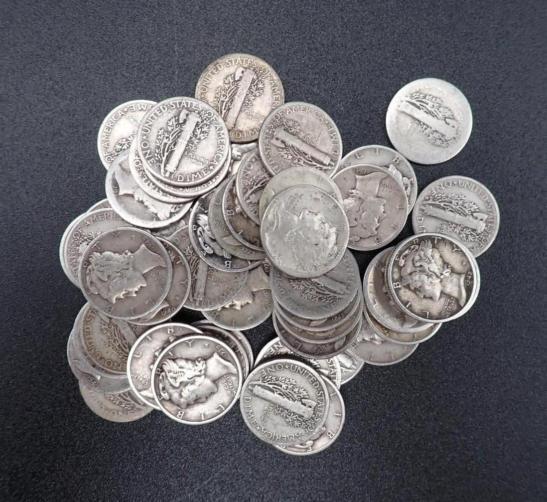 (50) U.S. Mercury Dimes - 2