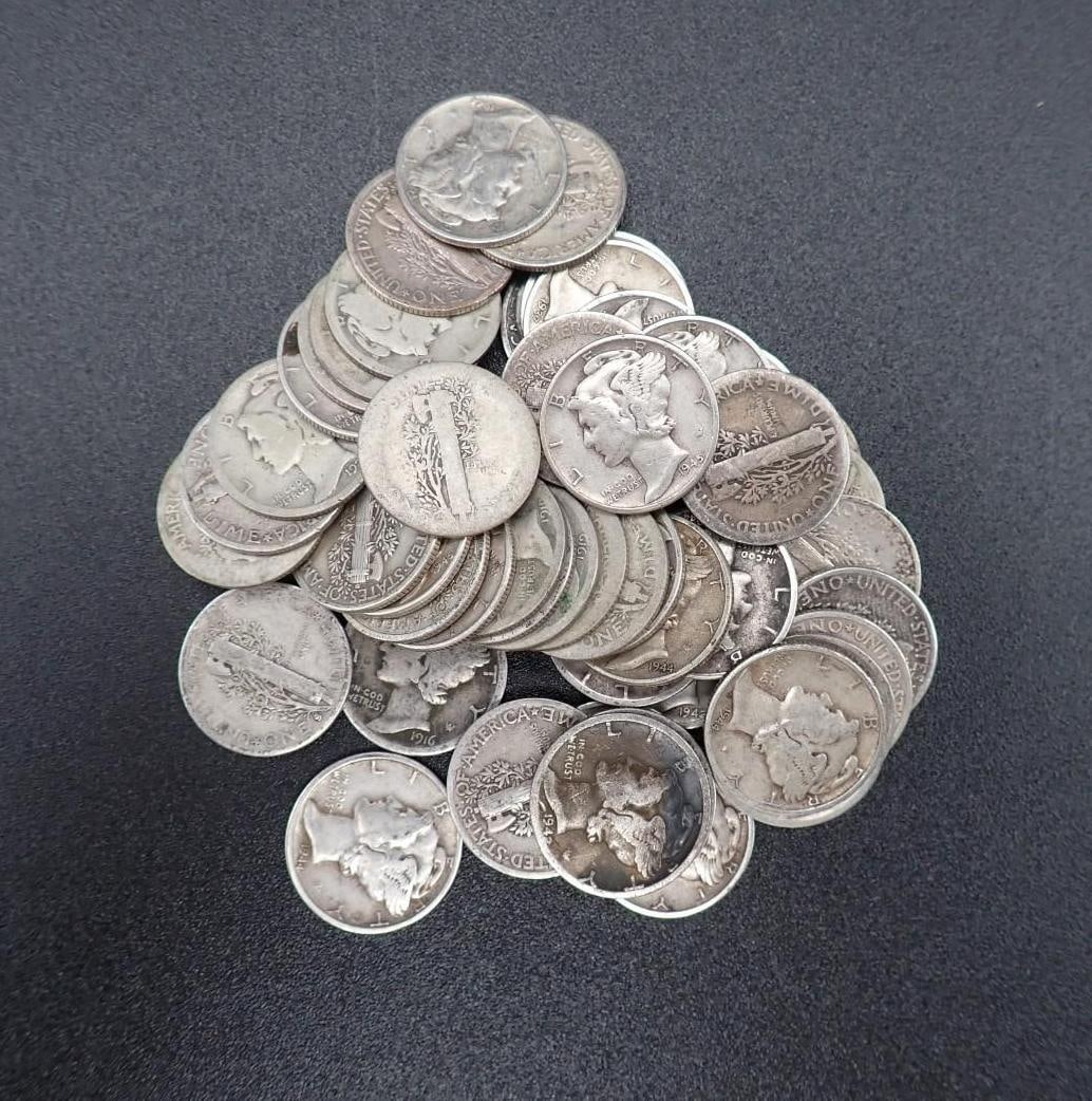 (50) U.S. Mercury Dimes: (50) U.S. Mercury Dimes -