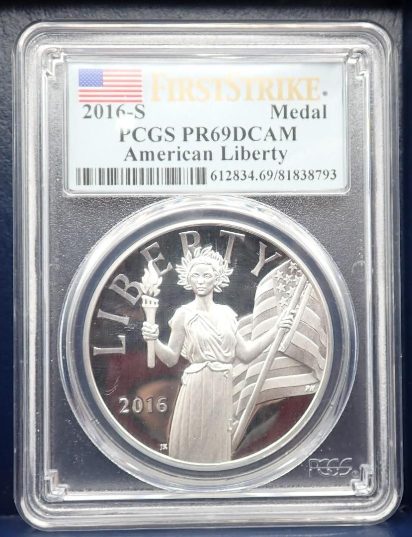 2016-S U.S. American Liberty Silver Medal: 2016-S U.S. American Liberty Silver Medal -PCGS PR69DCAM, .999 silver