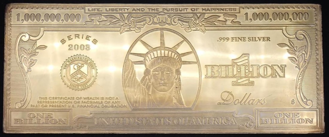 4 Ounce .999 Silver "Billion Dollar" Ingot (1 of 2)