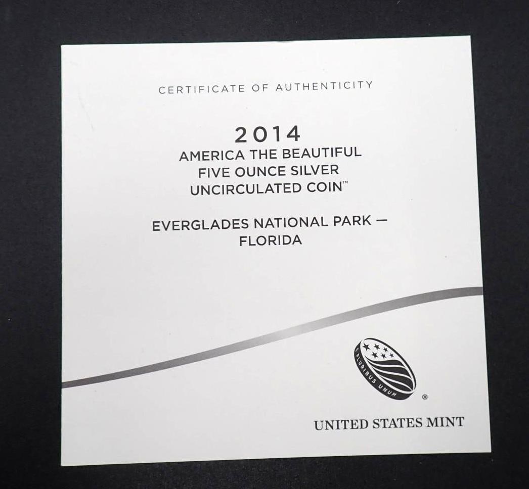 2014 America The Beautiful 5 Ounce .999 Silver Uncirculated Coin - 3