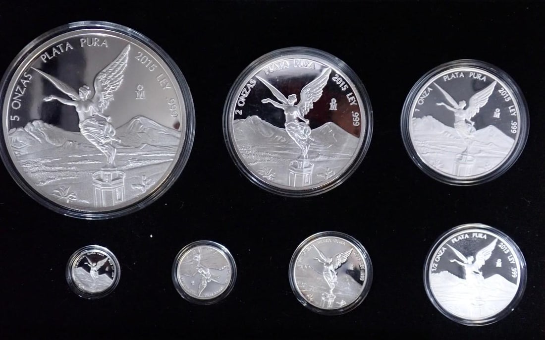 Cased (7) Pc. 2015 Mexico Libertad Proof .999 Silver Coin Set - 2