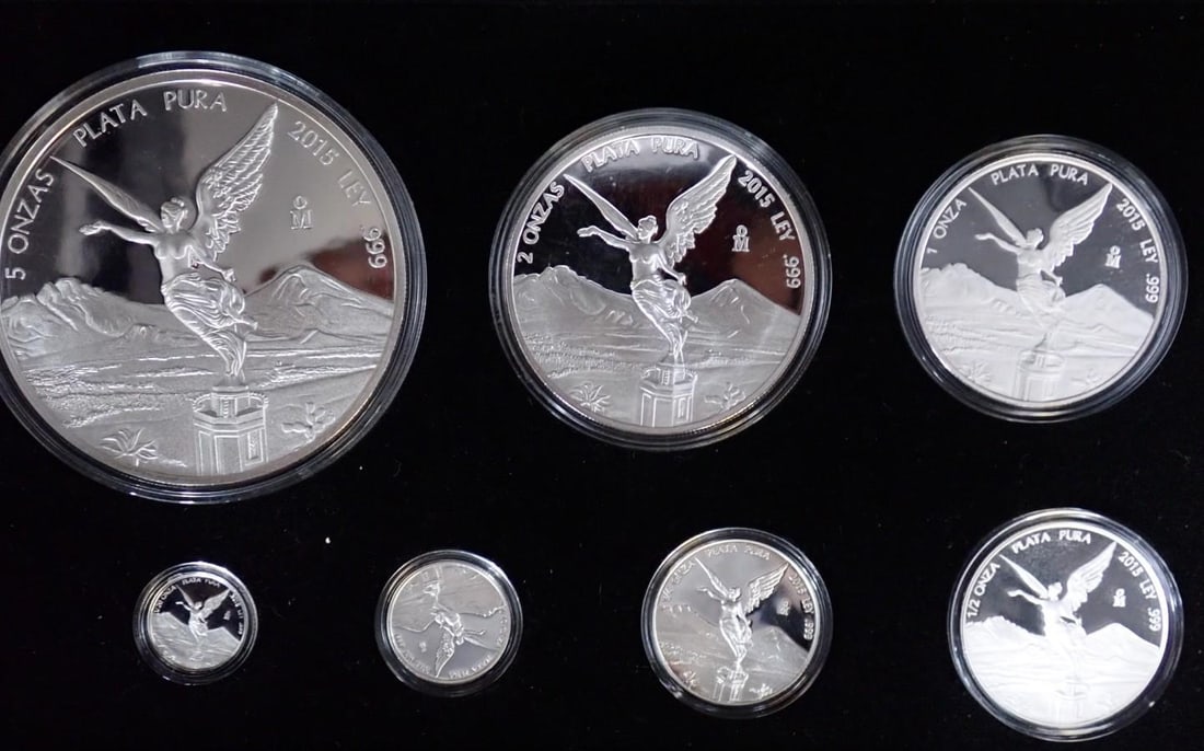 Cased (7) Pc. 2015 Mexico Libertad Proof .999 Silver Coin Set - 3