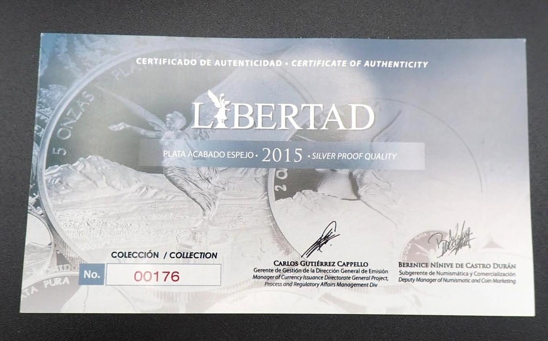 Cased (7) Pc. 2015 Mexico Libertad Proof .999 Silver Coin Set - 5