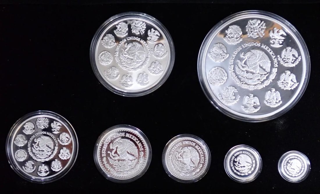 Cased (7) Pc. 2016 Mexico Libertad Proof .999 Silver Coin Set - 3