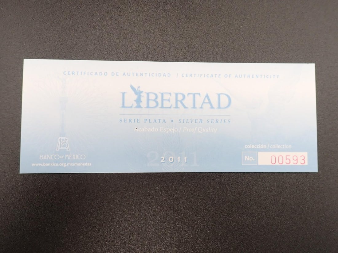 Cased (5) Pc. 2011 Mexico Libertad Proof .999 Silver Coin Set - 4