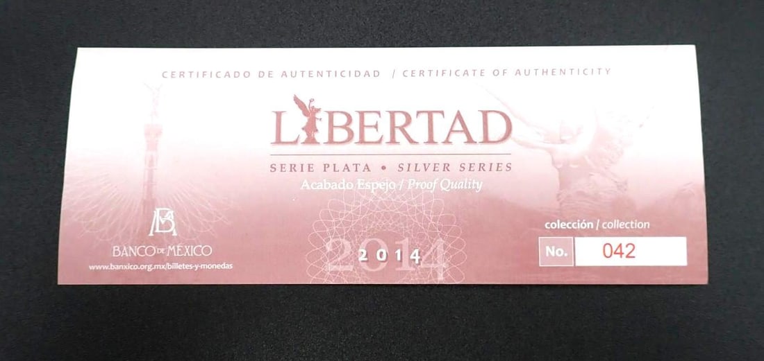 Cased (5) Pc. 2014 Mexico Libertad Proof .999 Silver Coin Set - 6