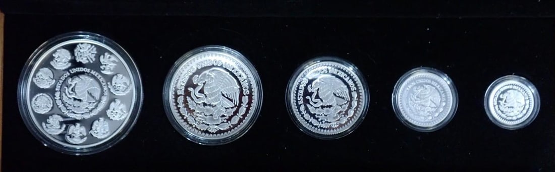 Cased (5) Pc. 2015 Mexico Libertad Proof .999 Silver Coin Set - 3