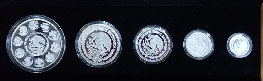 Cased (5) Pc. 2015 Mexico Libertad Proof .999 Silver Coin Set - 3