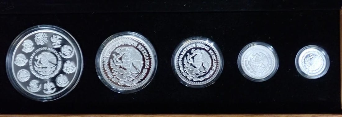 Cased (5) Pc. 2015 Mexico Libertad Proof .999 Silver Coin Set - 4