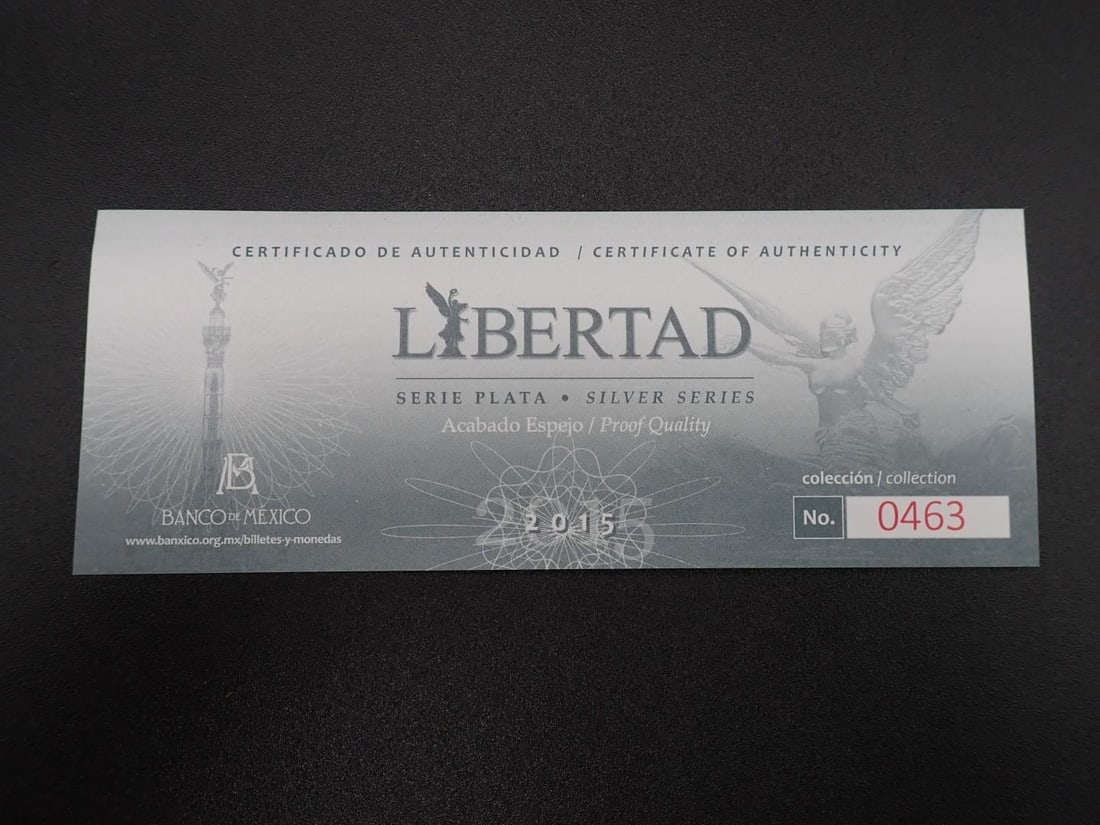 Cased (5) Pc. 2015 Mexico Libertad Proof .999 Silver Coin Set - 7