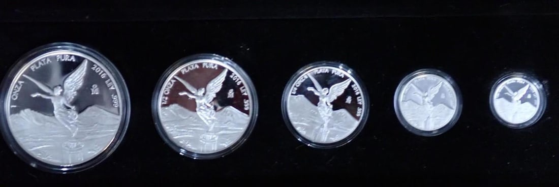 Cased (5) Pc. 2016 Mexico Libertad Proof .999 Silver Coin Set - 3