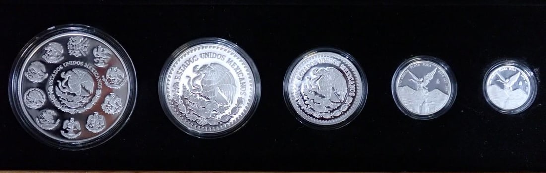 Cased (5) Pc. 2016 Mexico Libertad Proof .999 Silver Coin Set - 4