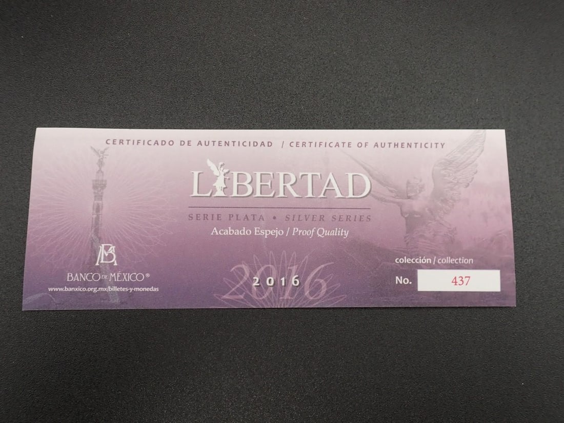 Cased (5) Pc. 2016 Mexico Libertad Proof .999 Silver Coin Set - 5