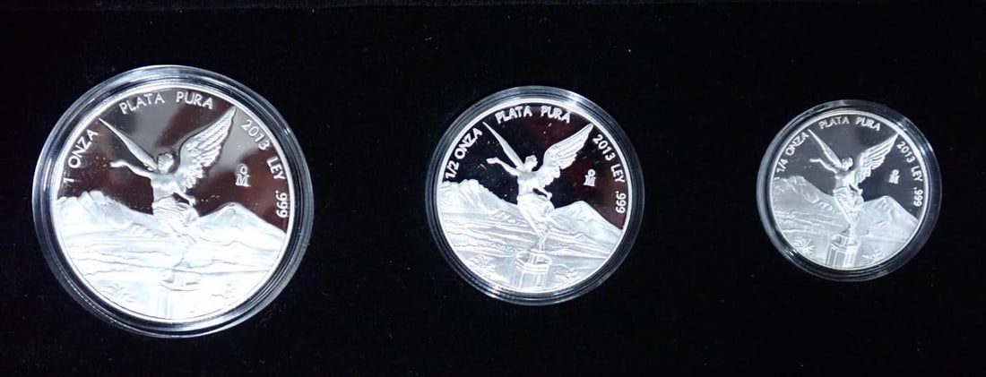 Cased (3) Pc. 2013 Mexico Libertad Proof .999 Silver Coin Set - 2