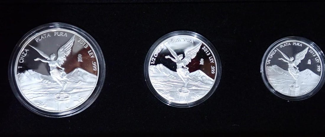 Cased (3) Pc. 2013 Mexico Libertad Proof .999 Silver Coin Set - 2