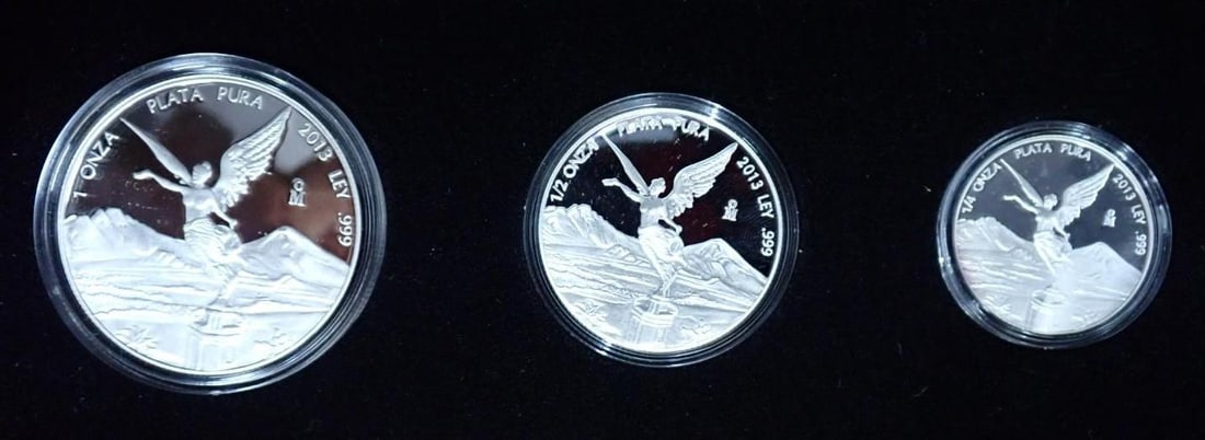 Cased (3) Pc. 2013 Mexico Libertad Proof .999 Silver Coin Set - 2