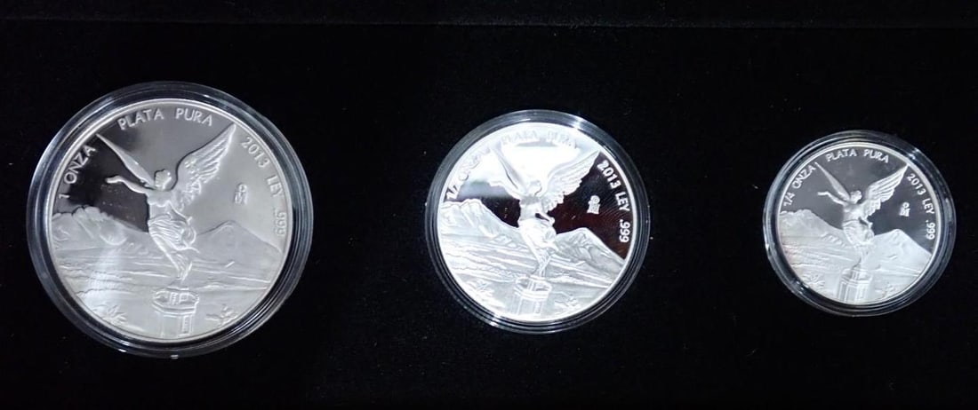 Cased (3) Pc. 2013 Mexico Libertad Proof .999 Silver Coin Set - 3