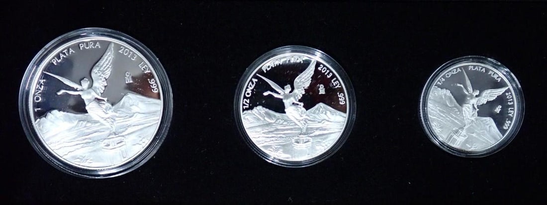 Cased (3) Pc. 2013 Mexico Libertad Proof .999 Silver Coin Set - 2