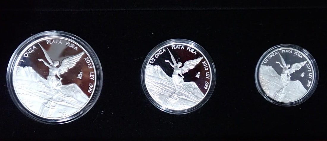 Cased (3) Pc. 2013 Mexico Libertad Proof .999 Silver Coin Set - 2