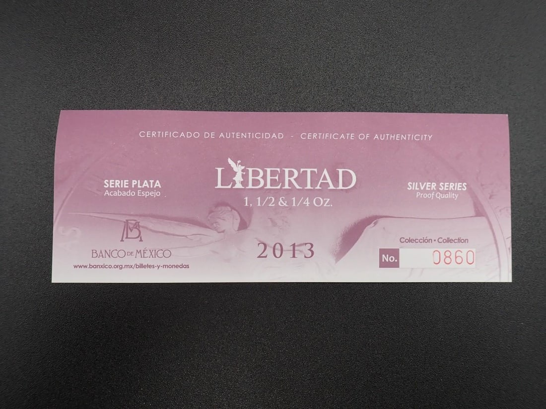 Cased (3) Pc. 2013 Mexico Libertad Proof .999 Silver Coin Set - 6