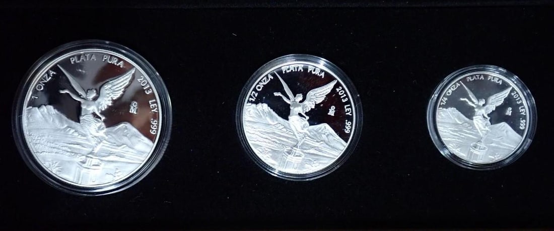 Cased (3) Pc. 2013 Mexico Libertad Proof .999 Silver Coin Set - 2