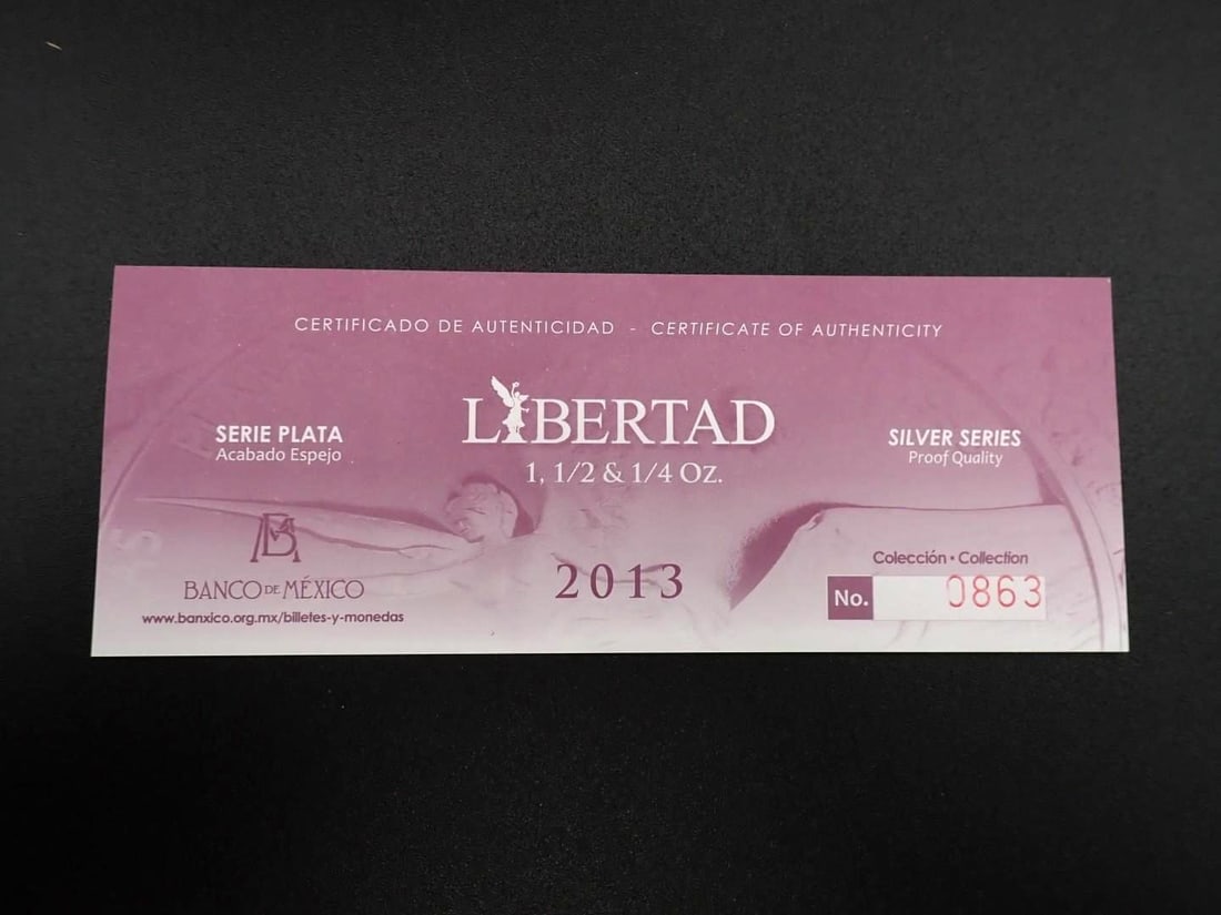 Cased (3) Pc. 2013 Mexico Libertad Proof .999 Silver Coin Set - 6