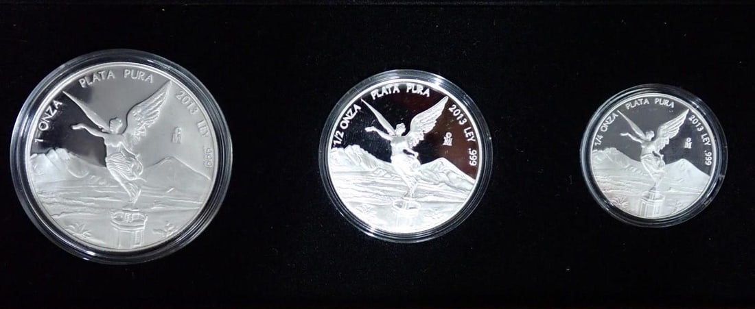 Cased (3) Pc. 2013 Mexico Libertad Proof .999 Silver Coin Set - 2
