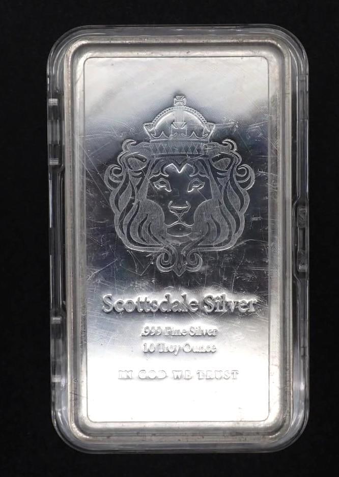 Scottsdale Silver 10 Ounce Stacker .999 Silver Bar: Scottsdale Silver 10 Ounce Stacker .999 Silver Bar -in stacking plastic case