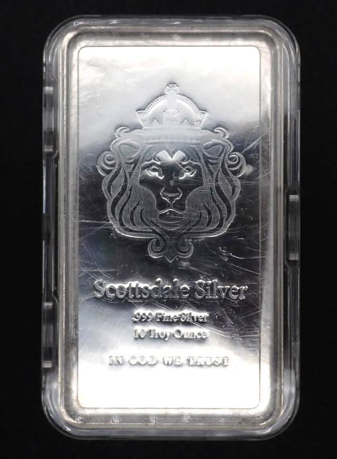 Scottsdale Silver 10 Ounce Stacker .999 Silver Bar: Scottsdale Silver 10 Ounce Stacker .999 Silver Bar -in stacking plastic case