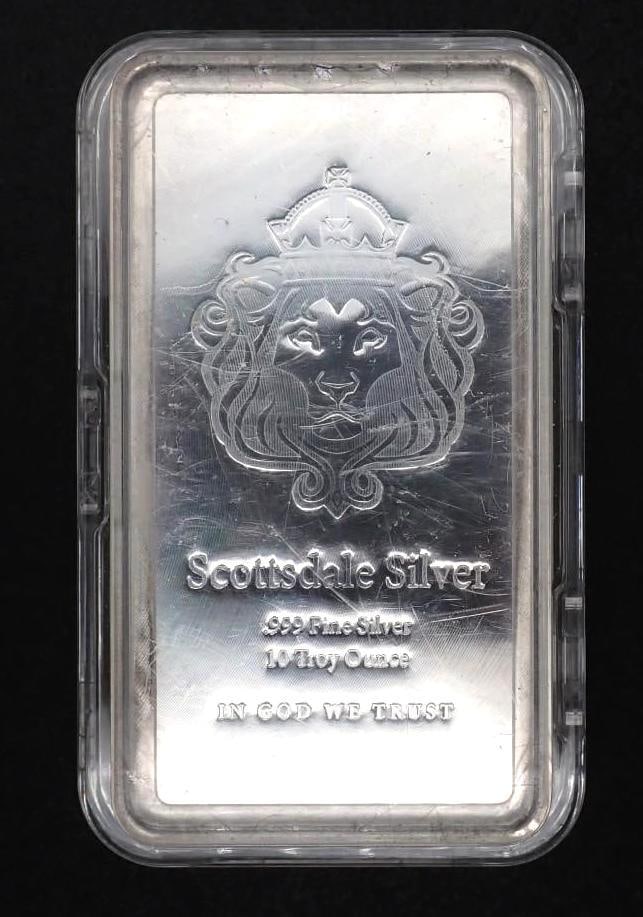 Scottsdale Silver 10 Ounce Stacker .999 Silver Bar: Scottsdale Silver 10 Ounce Stacker .999 Silver Bar -in stacking plastic case