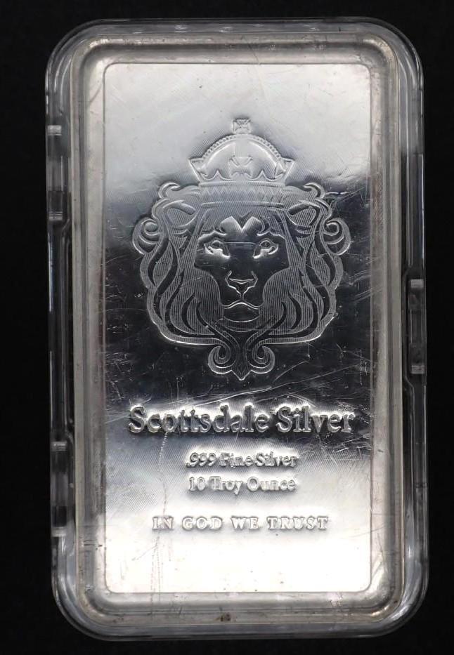 Scottsdale Silver 10 Ounce Stacker .999 Silver Bar: Scottsdale Silver 10 Ounce Stacker .999 Silver Bar -in stacking plastic case