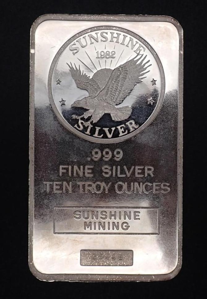 Sunshine Silver 10 Ounce .999 Silver Bar (1 of 2)