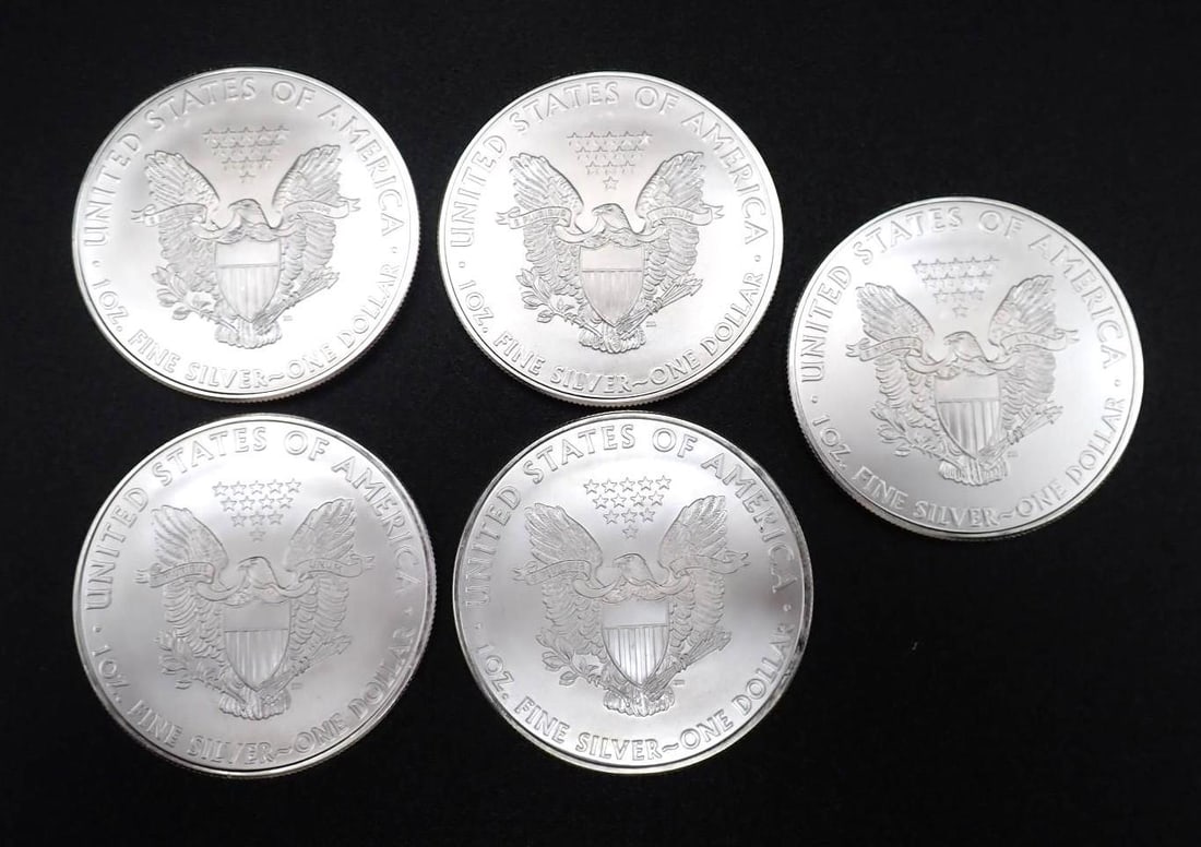 (5) 2010 U.S. American Eagle 1 Ounce .999 Silver Coins - 3