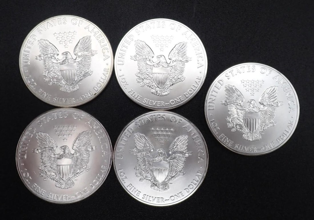 (5) 2012 U.S. American Eagle 1 Ounce .999 Silver Coins - 3