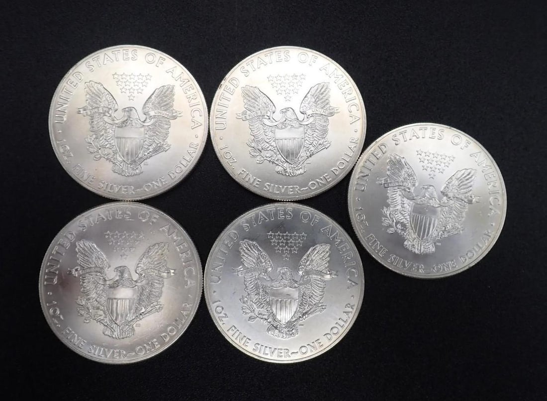 (5) 2013 U.S. American Eagle 1 Ounce .999 Silver Coins - 3