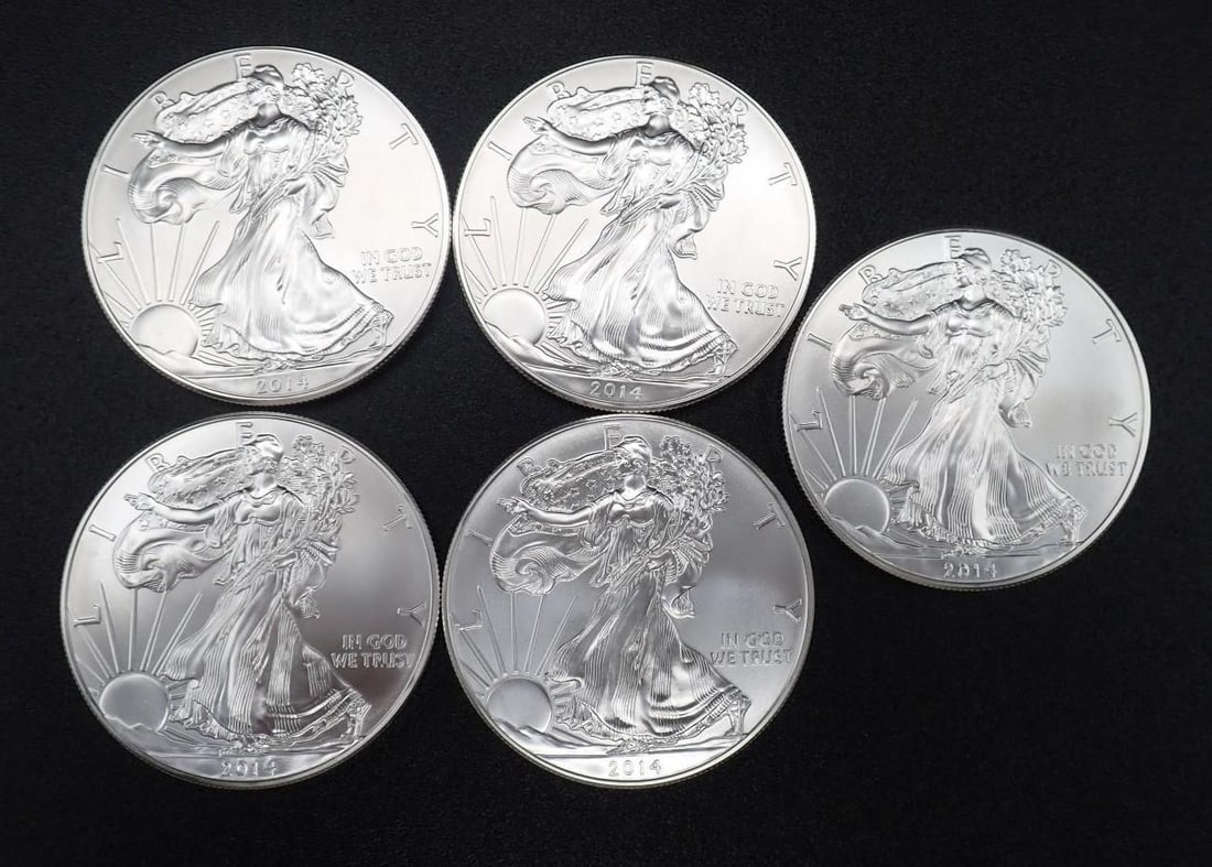 (5) 2014 U.S. American Eagle 1 Ounce .999 Silver Coins: (5) 2014 U.S. American Eagle 1 Ounce .999 Silver Coins -