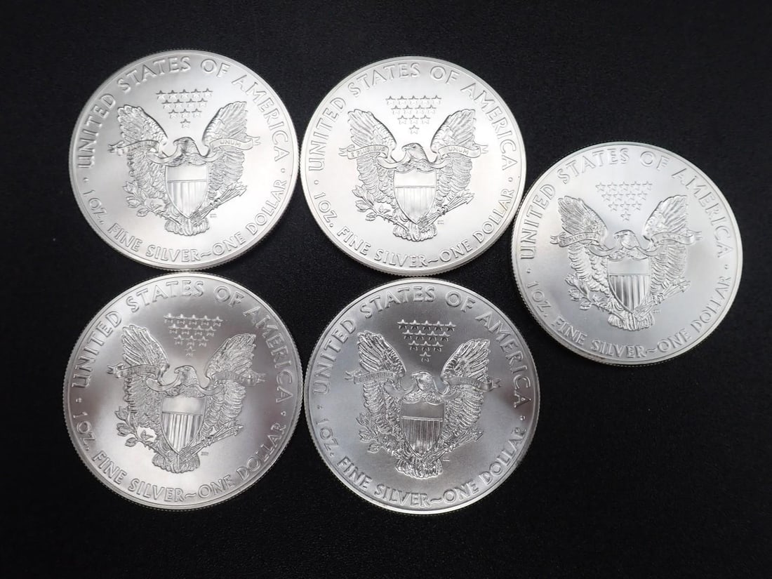 (5) 2014 U.S. American Eagle 1 Ounce .999 Silver Coins - 2