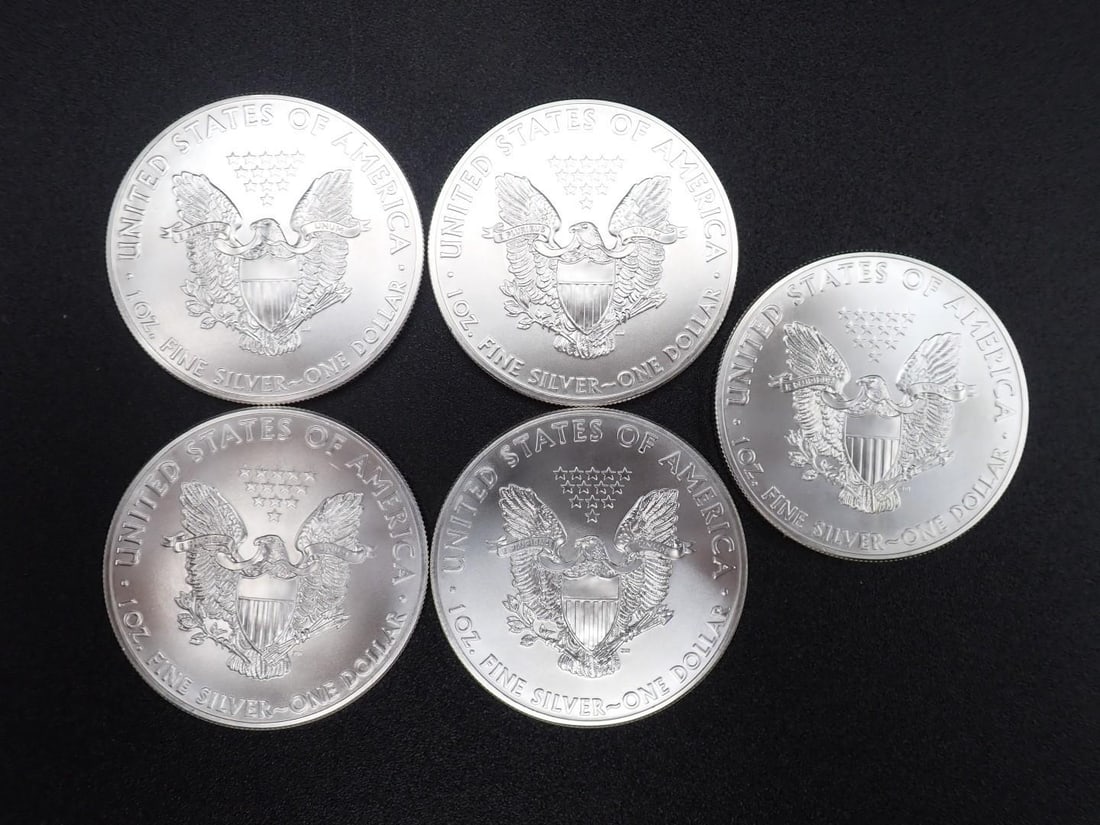 (5) 2014 U.S. American Eagle 1 Ounce .999 Silver Coins - 2