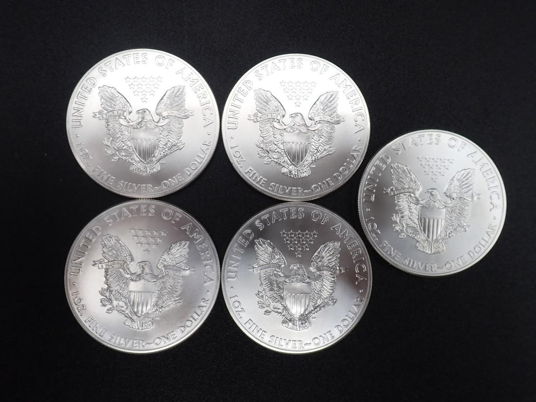 (5) 2014 U.S. American Eagle 1 Ounce .999 Silver Coins - 3